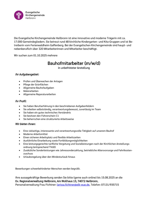 Stelle Bauhofmitareiter als PDF