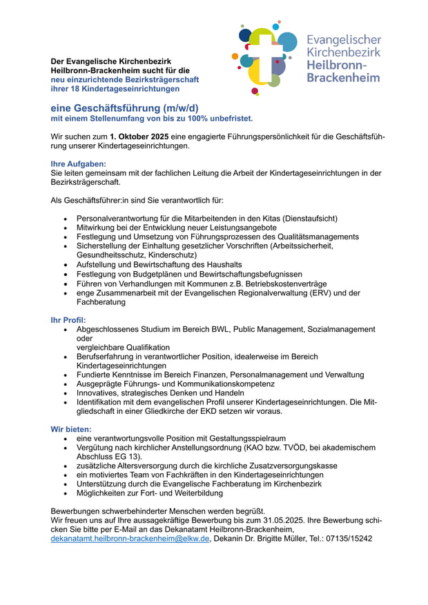 Stelle Geschäftsführung als PDF