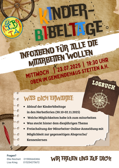 Kinderbibeltage Einladung zur Mitarbeit