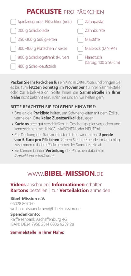 Weihnachtswpäckchenaktion