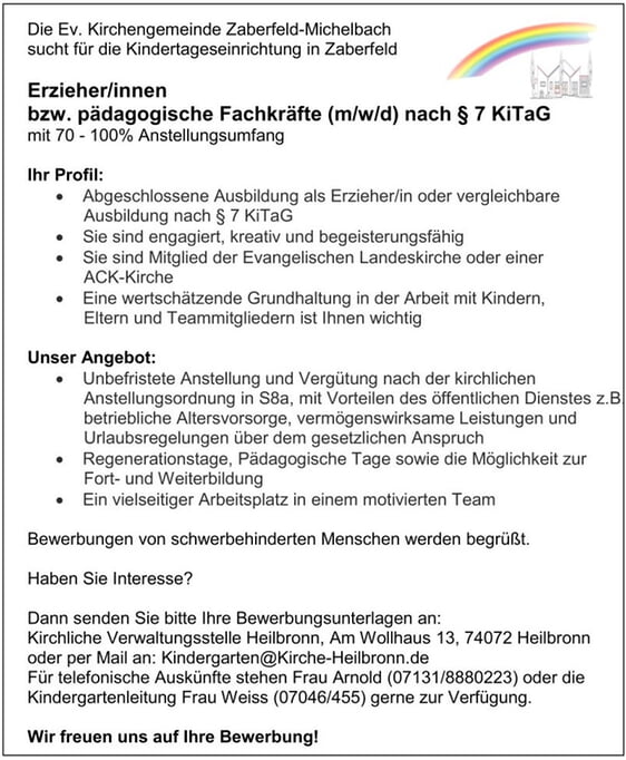 Stelle Erzieher